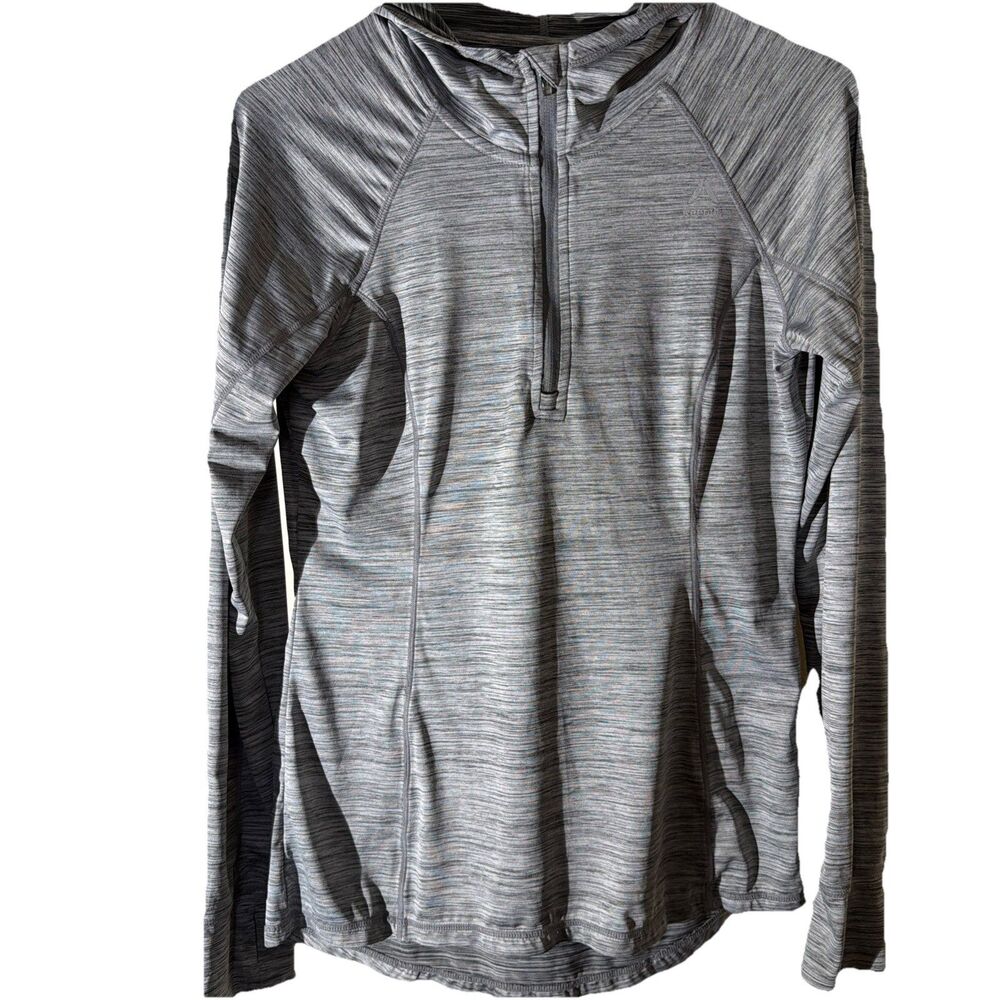 Reebok Quarter Zip Hoodie Womens Small Gray Athletic Thumbhole Lightweight Top